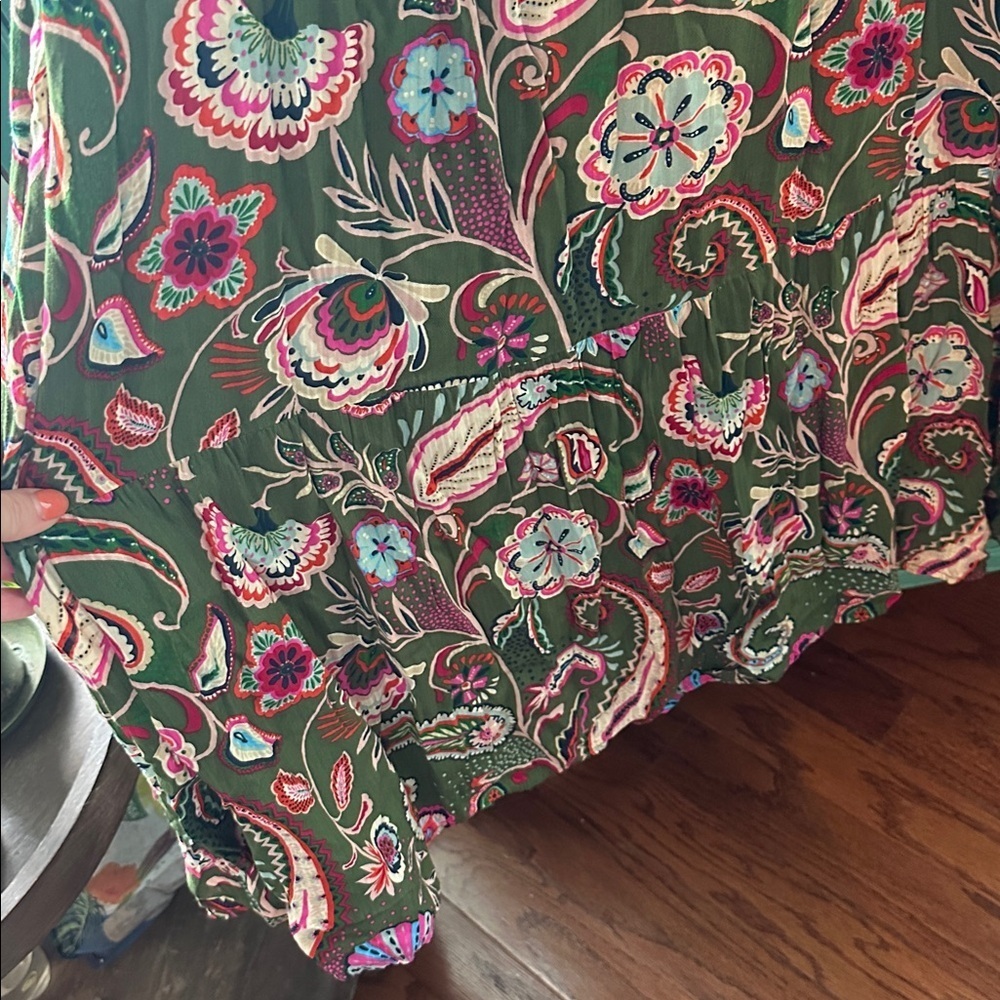 LOFT Green and Pink Floral Dress - Picture 5 of 7